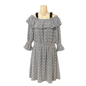 LIBBY EDELMAN‎ Black White  Off the Shoulder Dress NWT